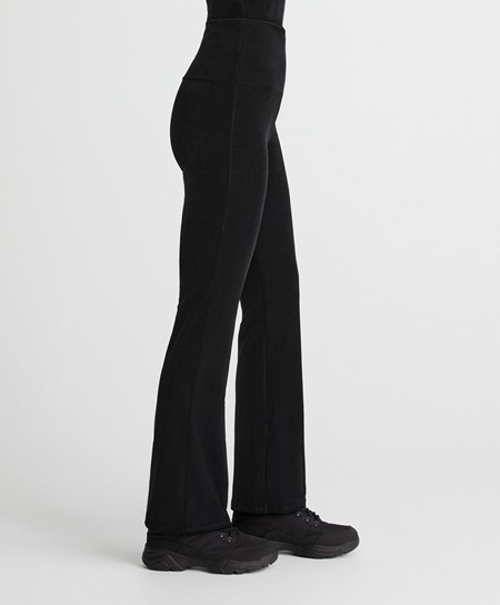 Oysho Velour Flare Trousers Čierne | SUX597012