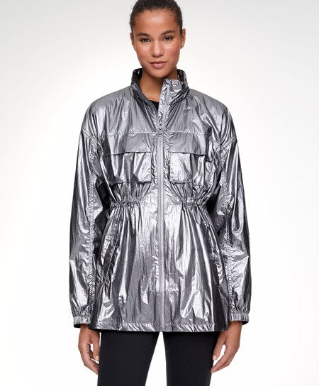 Oysho Vody-repellent Bežecké Jacket Tmavo Strieborne | QFA952461
