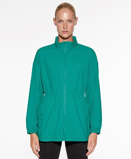 Oysho Vody-repellent Bežecké Jacket Washed Emerald | KOT248753