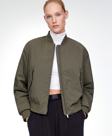 Oysho Vody-repellent Bomber Jacket Hnedožltý | WKG541230