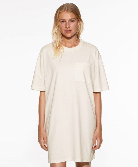 Oysho Washed 100% Bavlnene Long T-shirt Cream-white | LBG739546